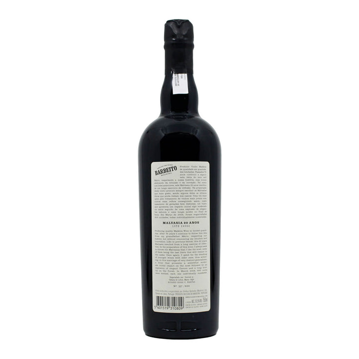 Barbeito 20 Anos Malvasia | Contra-rótulo